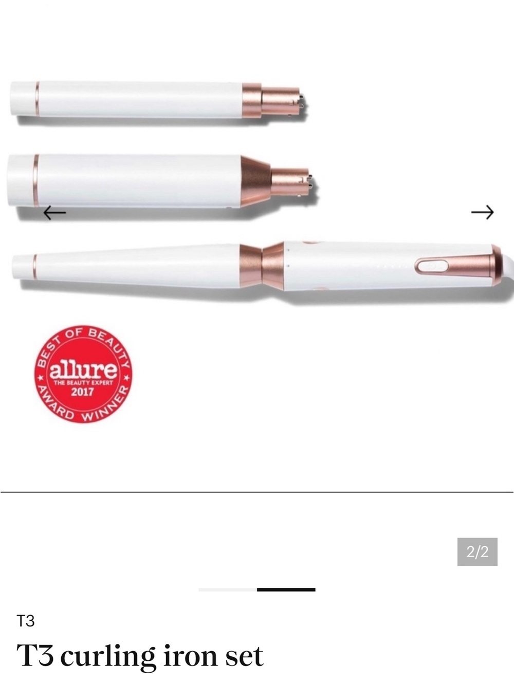 T3 Whirl Trio Curling Wand Set in White and Rose Gold